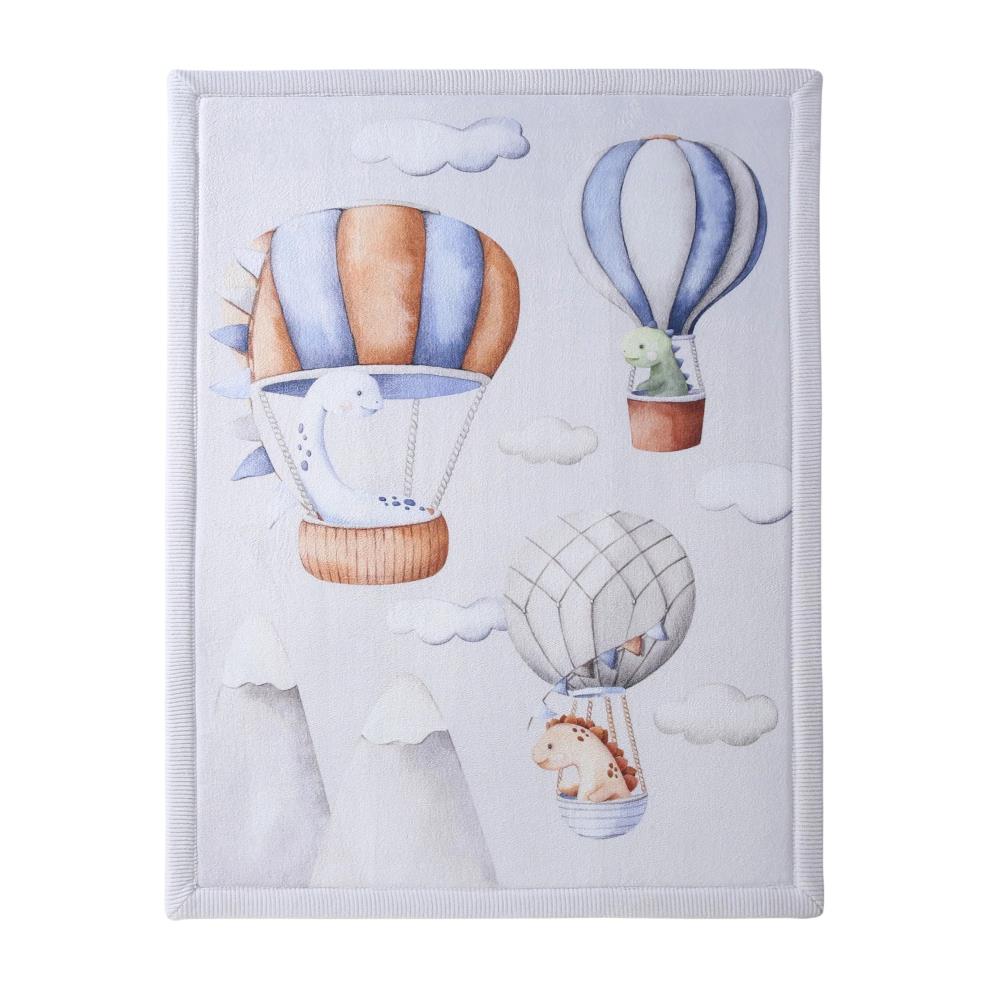 TAPPETINO ''NUVOLA'' IN VELLUTO 170X120 CM - MONGOLFIERE DINOSAURI