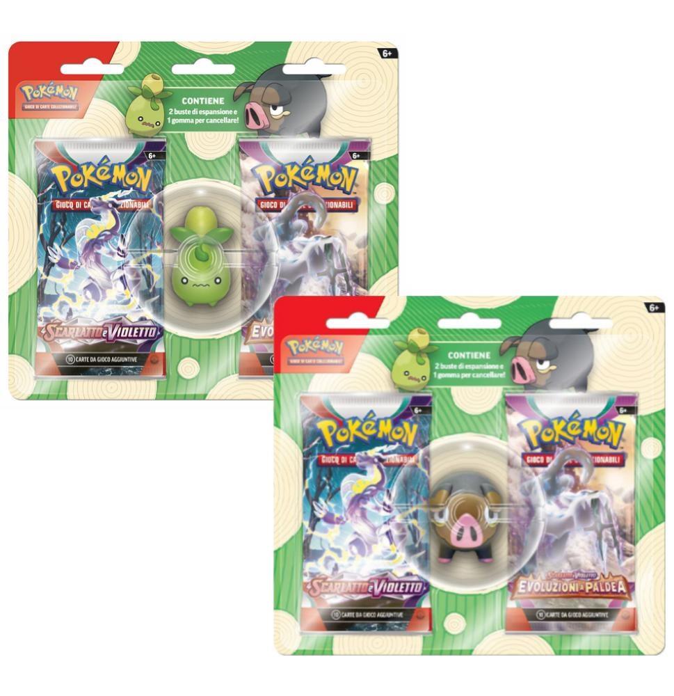 GAMEVISION POKEMON BLISTER 2 BUSTE CON GOMMA PER CANCELLARE LECHONK PK60358-I