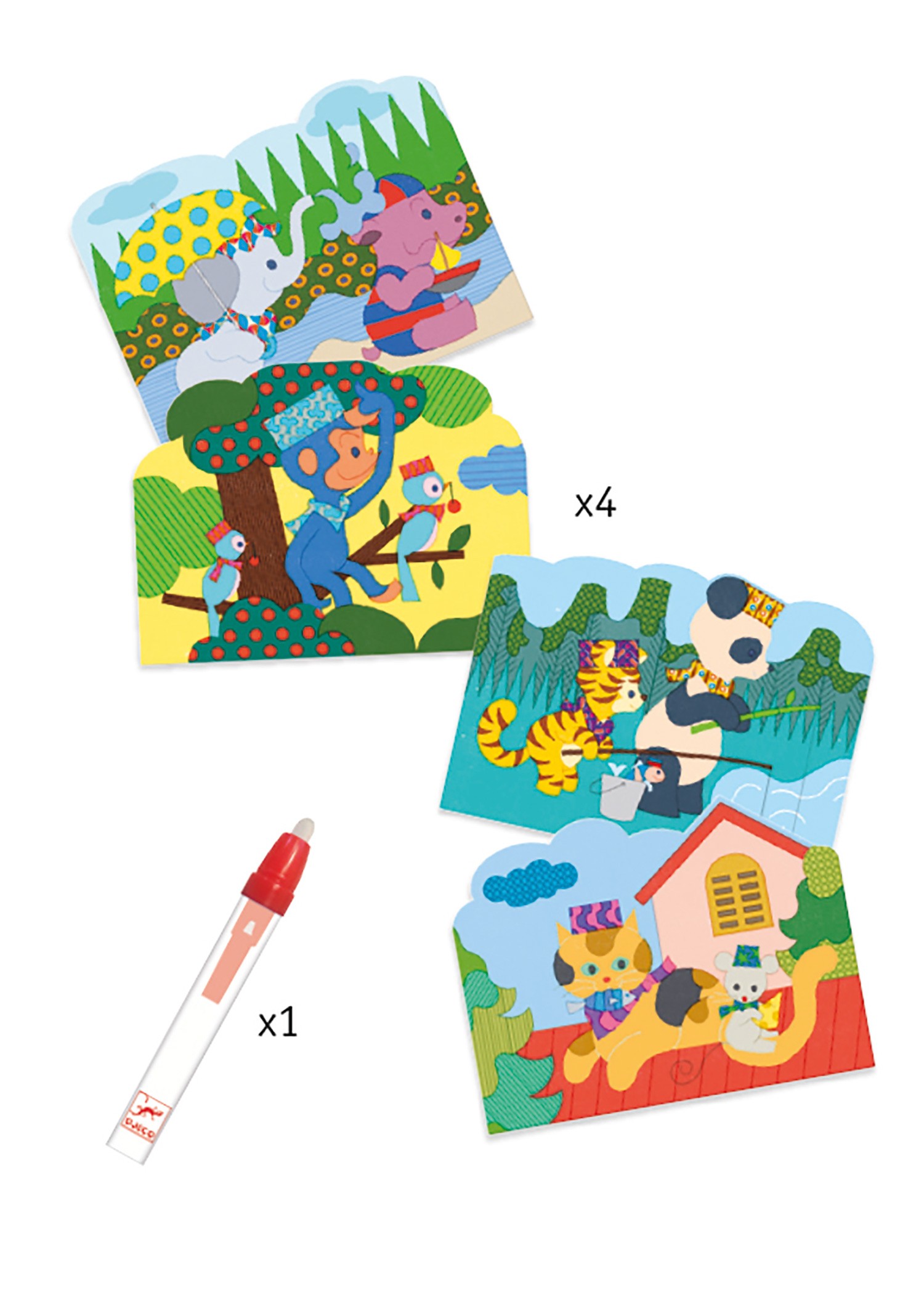DJECO  DISEGNI DA COLORARE MAGICI - NASCOSTO LI' FUORI -  COLOURING HIDDEN OUTSIDE DJ09065