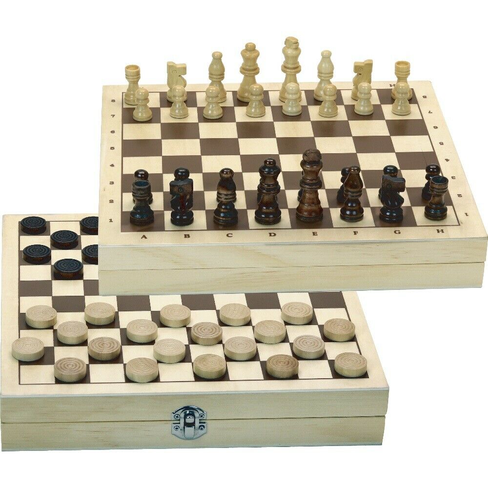 GIOCO DEGLI SCACCHI E DAMA IN LEGNO 29X29X5 CM 66440