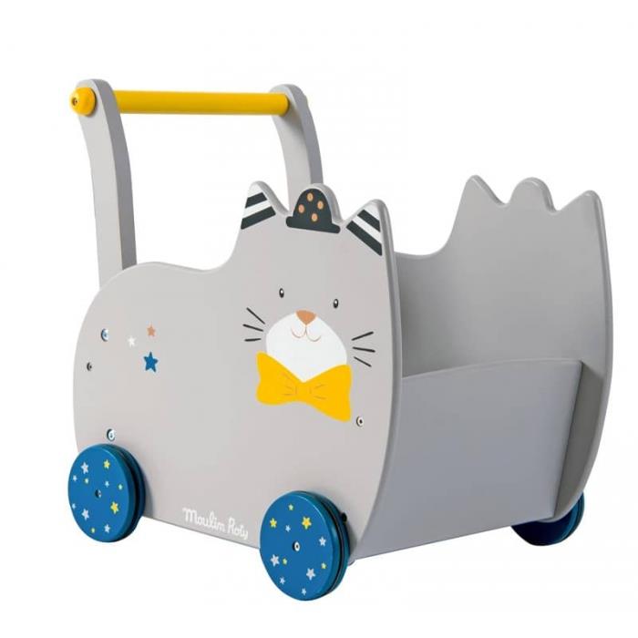 MOULIN ROTY CARRELLO PORTA GIOCHI PRIMI PASSI GATTO LES MOUSTACHES 666725