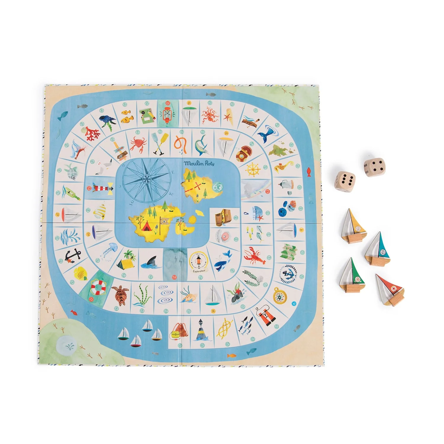 MOULIN ROTY GIOCO DELL'OCA BATTELLI E DADI LEGNO 712416