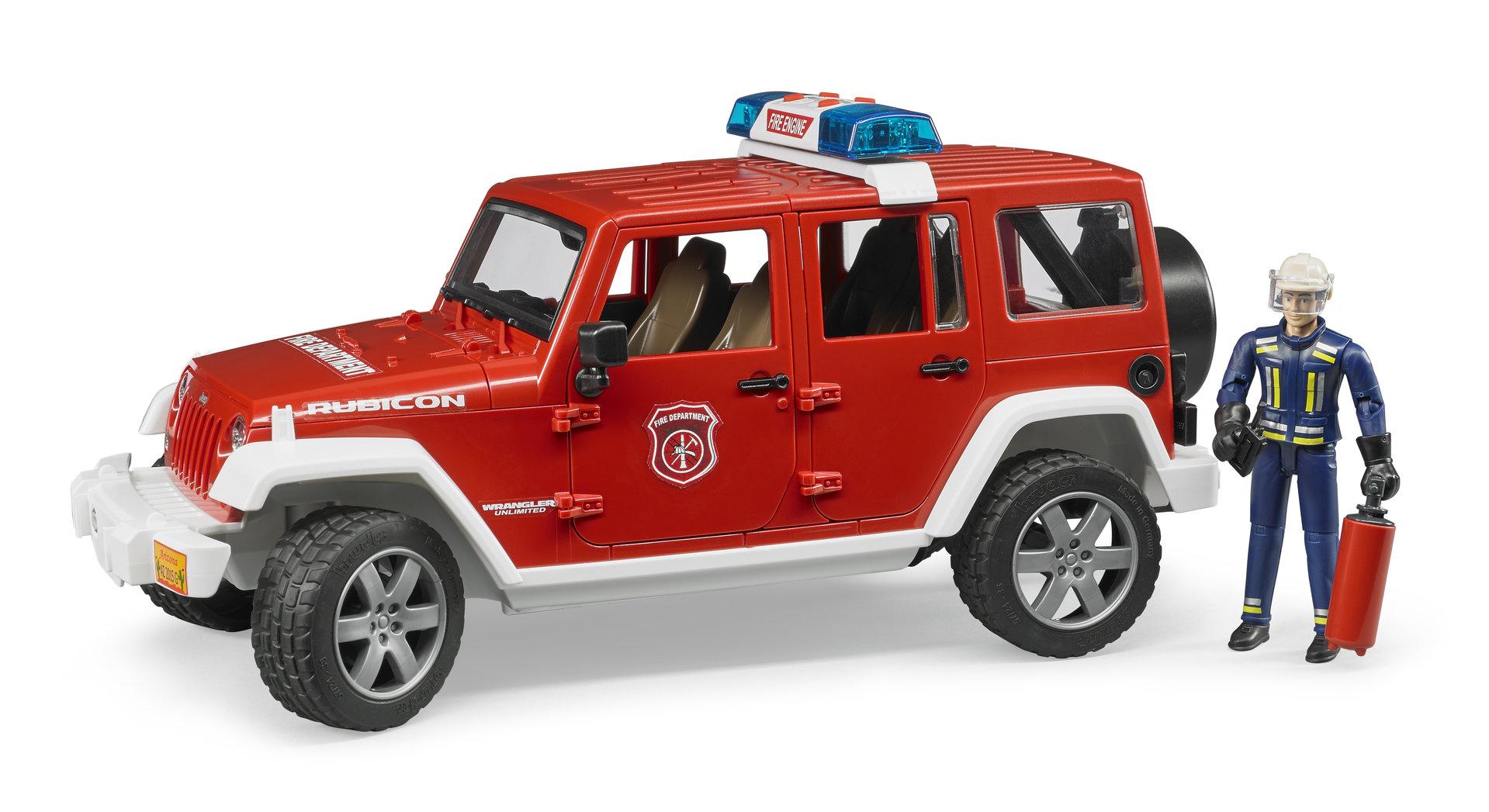 BRUDER JEEP WRANGLER UNLIMITED RUBICON DEI VIGILI DEL FUOCO CON POMPIERE 2528