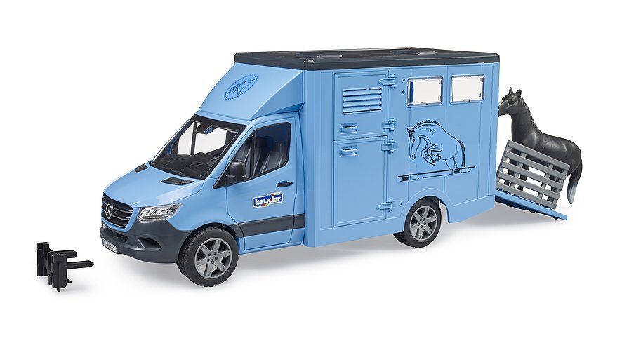 BRUDER MB SPRINTER TRASPORTO ANIMALI CON 1 CAVALLO 02674