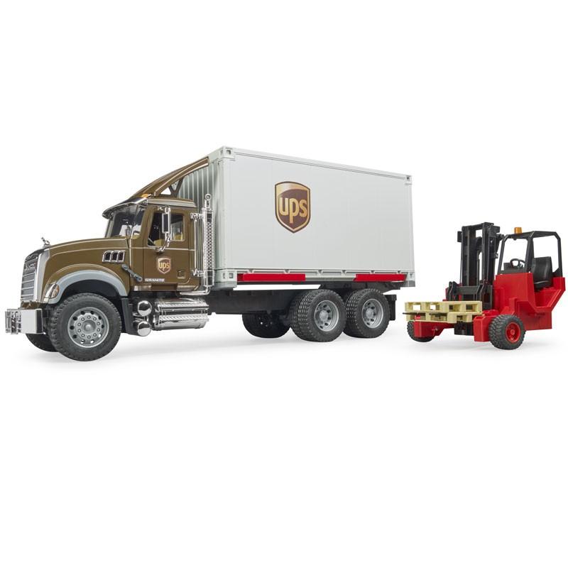 BRUDER  MACK GRANITE CAMION UPS PORTACONTAINER CON MULETTO  2828<br />