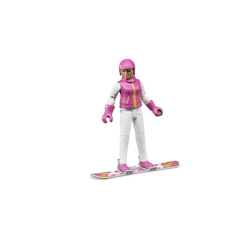 BRUDER RAGAZZA SU SNOWBOARD CON ACCESSORI 60420