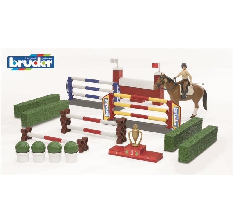 BRUDER PERCORSO AD OSTACOLI CON AMAZZONE E CAVALLO 62530