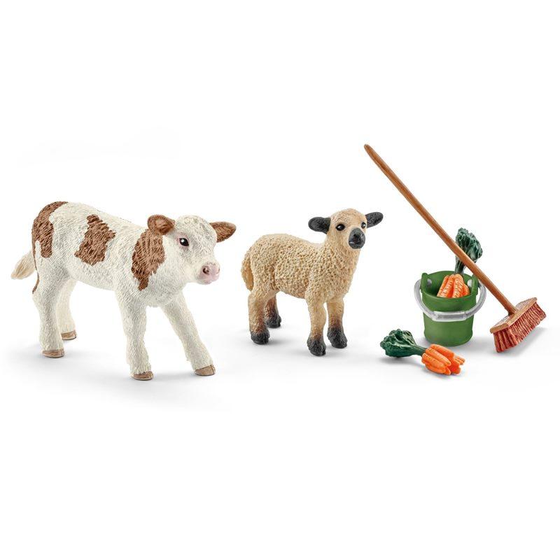 SCHLEICH FARM LIFE SET CURA STALLA CON VITELLO E PECORELLA 41422