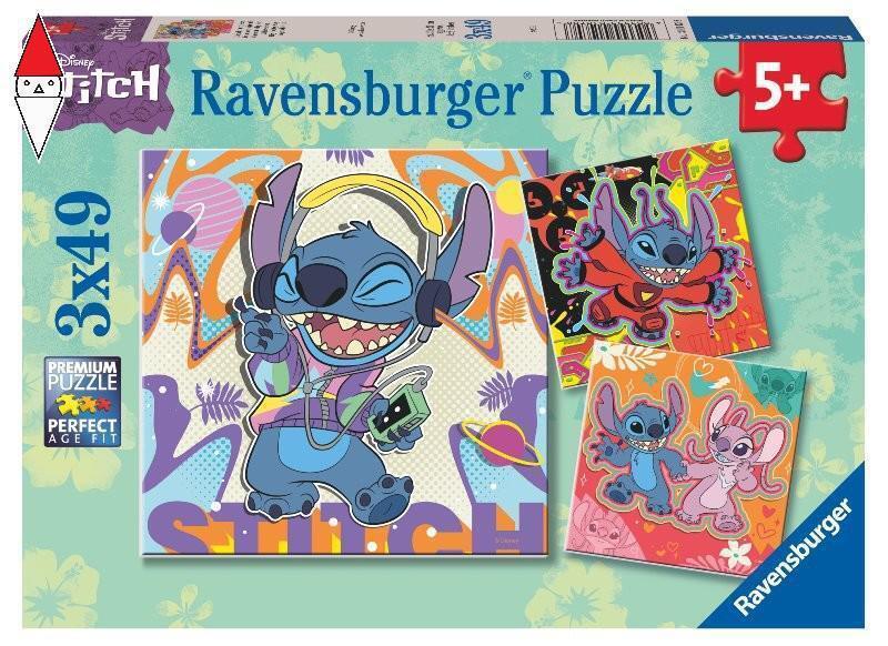 RAVENSBURGER PUZZLE DISNEY STITCH - COLLEZIONE 3X49 PZ 01070