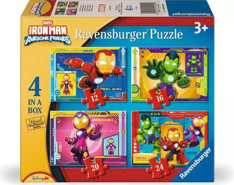 RAVENSBURGER PUZZLE IRON MAN E FRIENDS 4 IN 1 BOX - 12/16/20/24 PZ 04190