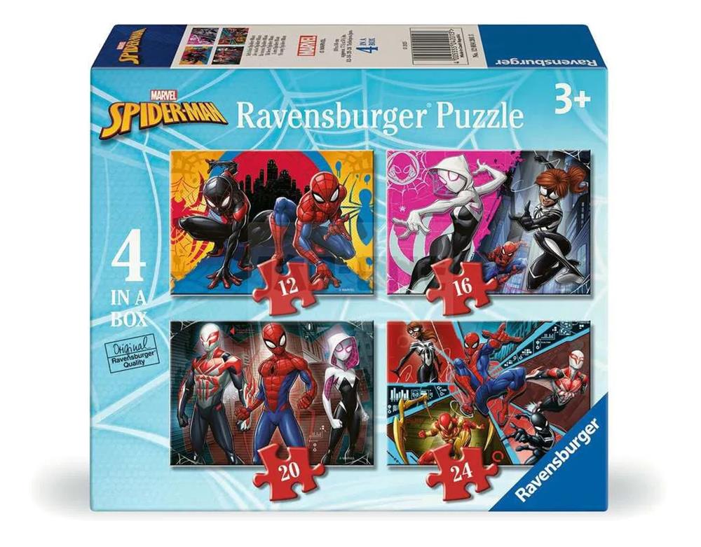 RAVENSBURGER PUZZLE MARVEL SPIDER-MAN 4 IN A BOX 12/16/20/24 PZ 04201