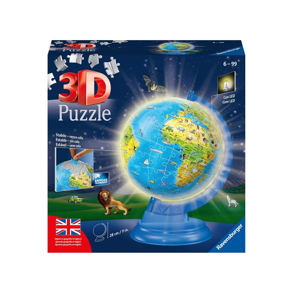 RAVENSBURGER PUZZLE 3D MAPPAMONDO CON LUCE 180 PZ 11498