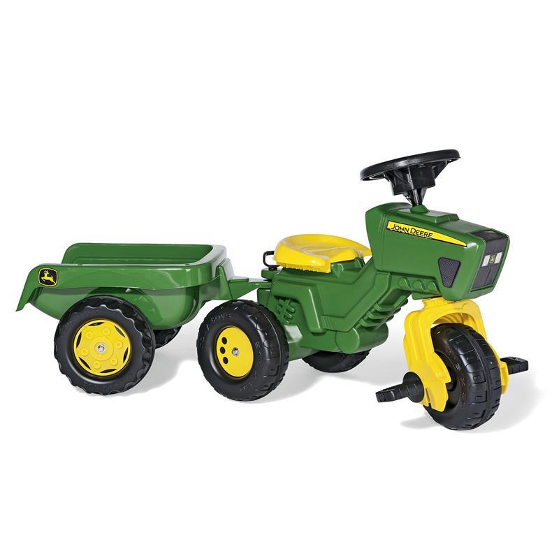 ROLLY TOYS ROLLYTRAC JOHN DEERE TRAC CON VOLANTE SONORO E RIMORCHIO cod. 052769