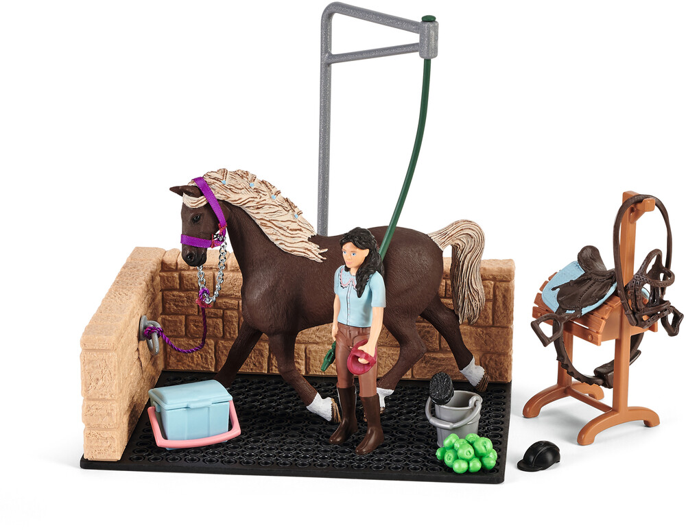 SCHLEICH HORSE CLUB ZONA LAVAGGIO CON EMILY E IL SUO CAVALLO LUNA 42438