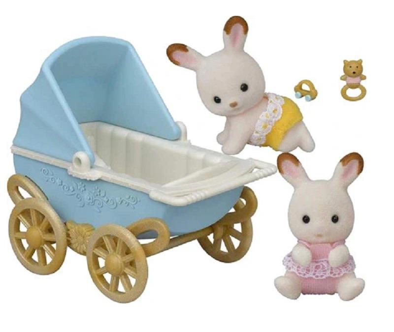 SYLVANIAN FAMILIES GEMELLI CONIGLIO CIOCCOLATO E CARROZZINA 5432