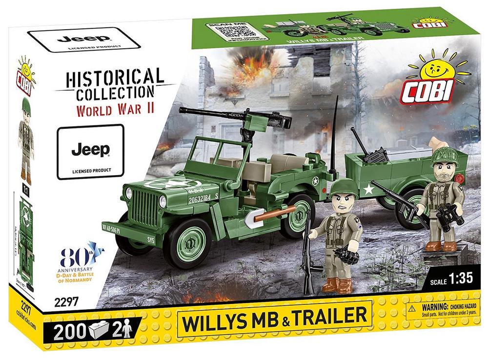 COBI HISTORICAL COLLECTION WWII WILLYS MB CON TRAILER 2297