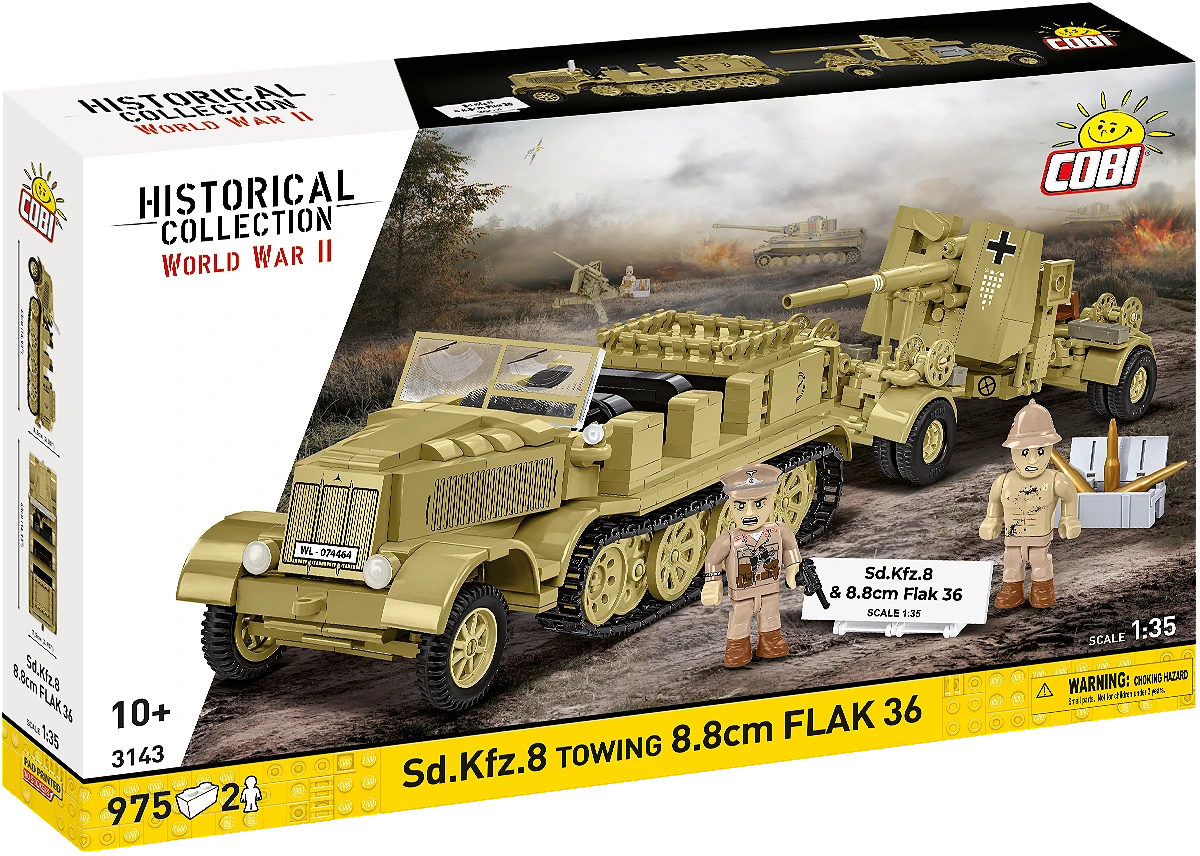 COBI HISTORICAL COLLECTION WWII SD.KFZ.8 TOWING 8.8 CM FLAK 36 3143