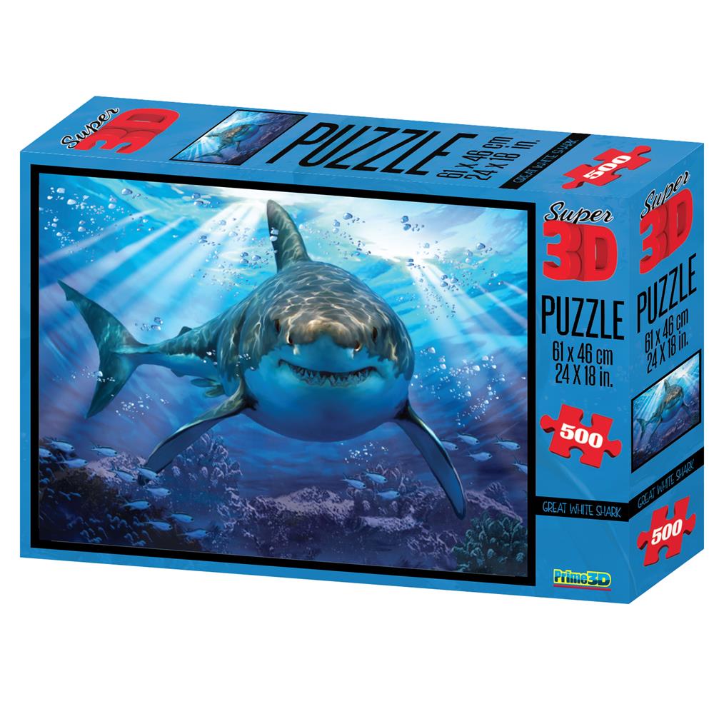 PRIME 3D PUZZLE SUPER 3D SQUALO BIANCO 500PZ