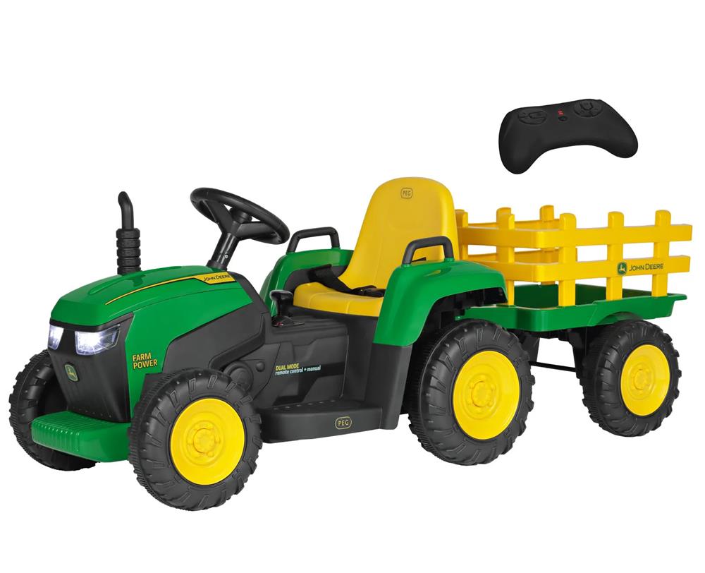 PEG PEREGO TRATTORE JOHN DEERE FARM POWER CON RIMORCHIO IGOR0120