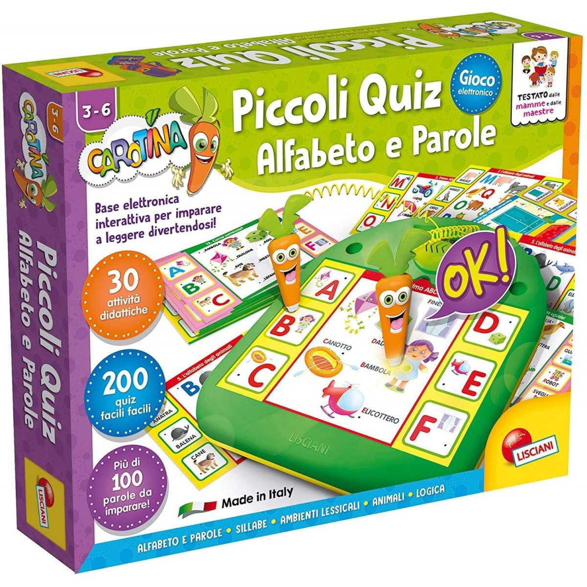 LISCIANI GIOCHI CAROTINA PICCOLI QUIZ ALFABETO E PAROL NUOVA EDIZIONE 80014