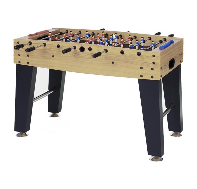 GARLANDO CALCIOBALILLA F-3 IN ACERO CON ASTE RIENTRANTI PIANO DI GIOCO LUNGO IN NOBILIATO F3ACRLNO<br />