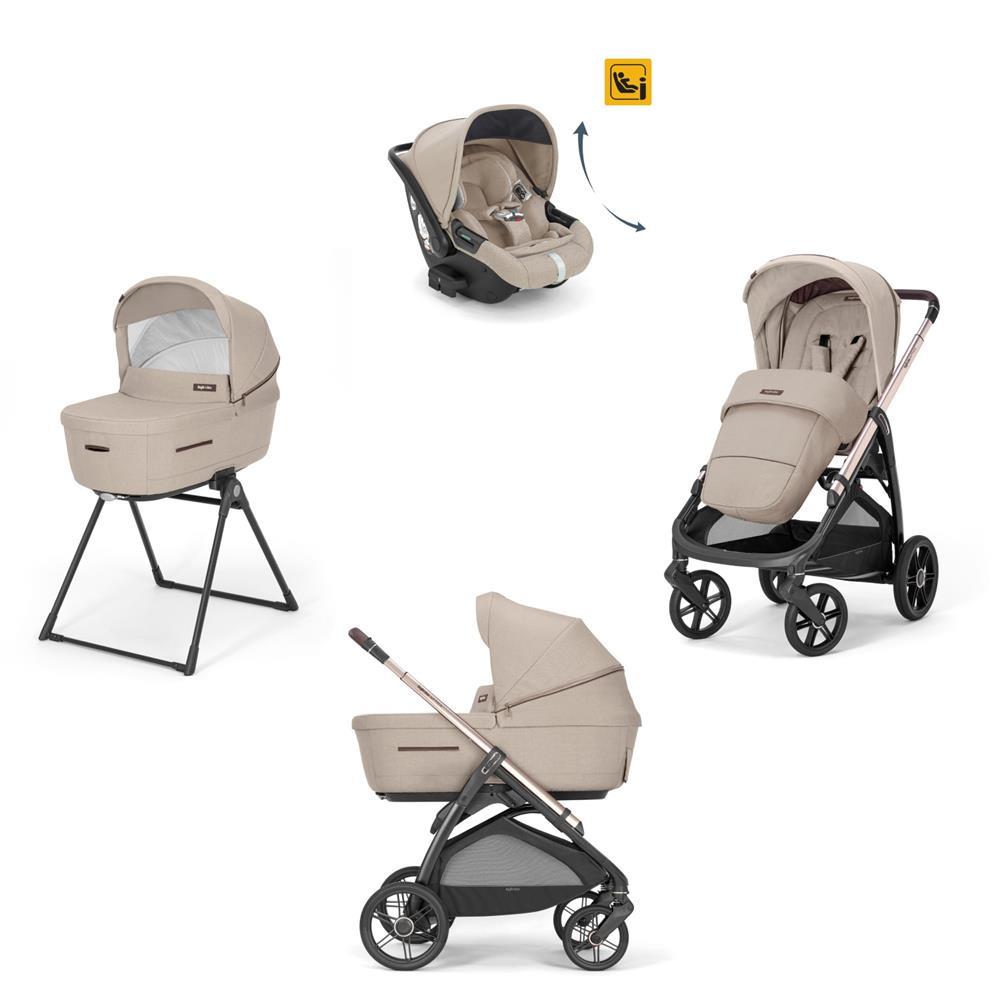 INGLESINA TRIO SYSTEM QUATTRO APTICA PASHMINA BEIGE CON TELAIO PALLADIO BLACK E SEGG. DARWIN INFANT RECLINE KA62R0PSB