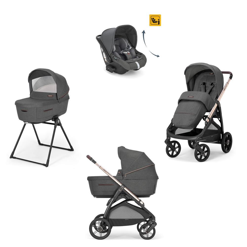 INGLESINA TRIO SYSTEM QUATTRO APTICA VELVET GREY CON TELAIO PALLADIO BLACK E SEGG. DARWIN INFANT RECLINE KA62R0VLG