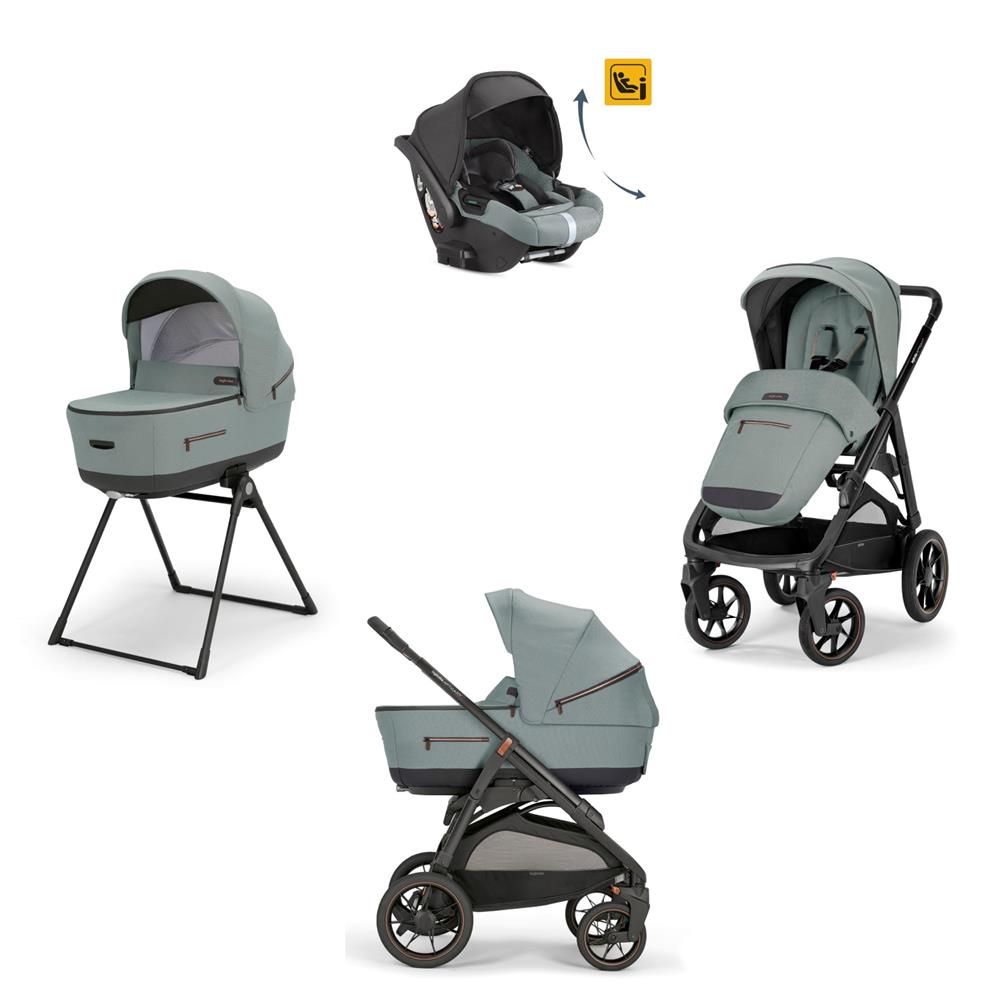 INGLESINA TRIO SYSTEM QUATTRO APTICA XT IGLOO GREY CON TELAIO NERO E SEGG. DARWIN INFANT RECLINE KA72R0IGG