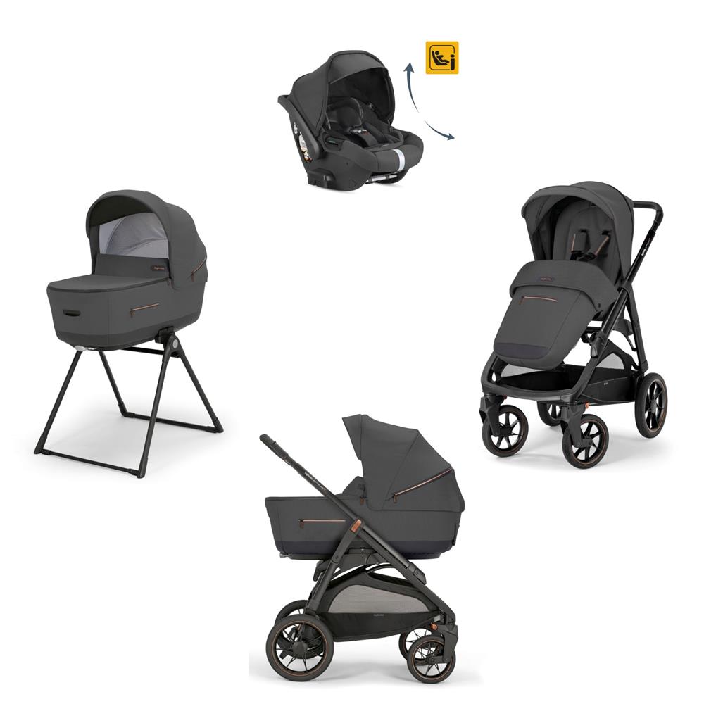 INGLESINA TRIO SYSTEM QUATTRO APTICA XT MAGNET GREY CON TELAIO NERO E SEGG. DARWIN INFANT RECLINE KA72R0MGG