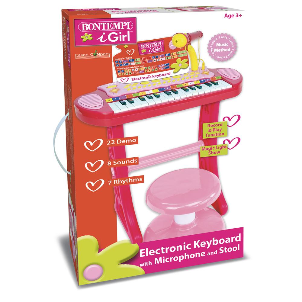 BONTEMPI TASTIERA ELETTRONICA A 31 TASTI CON MICROFONO GAMBE E SGABELLO I-GIRL 13 3671