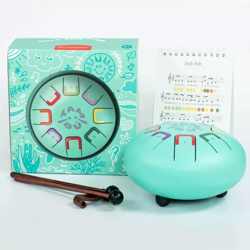 JUEGACONMIGO TAMBÙ TEAL PEAL - TAMBURO PICCOLO CON LINGUETTE IN METALLO VERDE