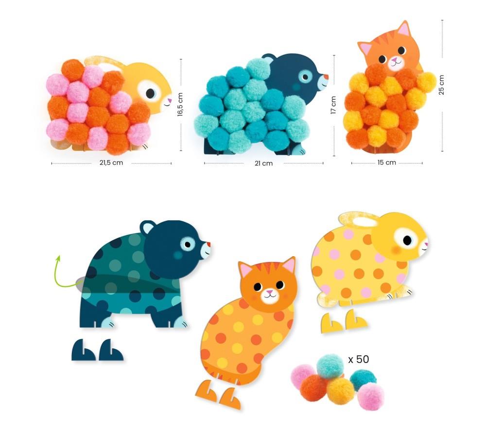 DJECO POM-POM COLLAGE – ANIMALS AND POM-POM CIRCLES DJ00049