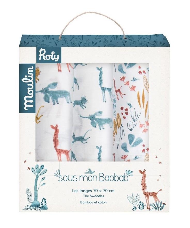 MOULIN ROTY SET 3 COPERTINE - SOUS MON BAOBAB - MUSSOLA COTONE BIO 669275