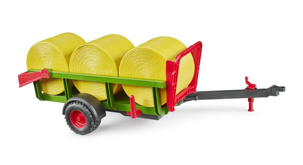 BRUDER RIMORCHIO CON 3 BALLE DI FIENO ROTONDE 2204