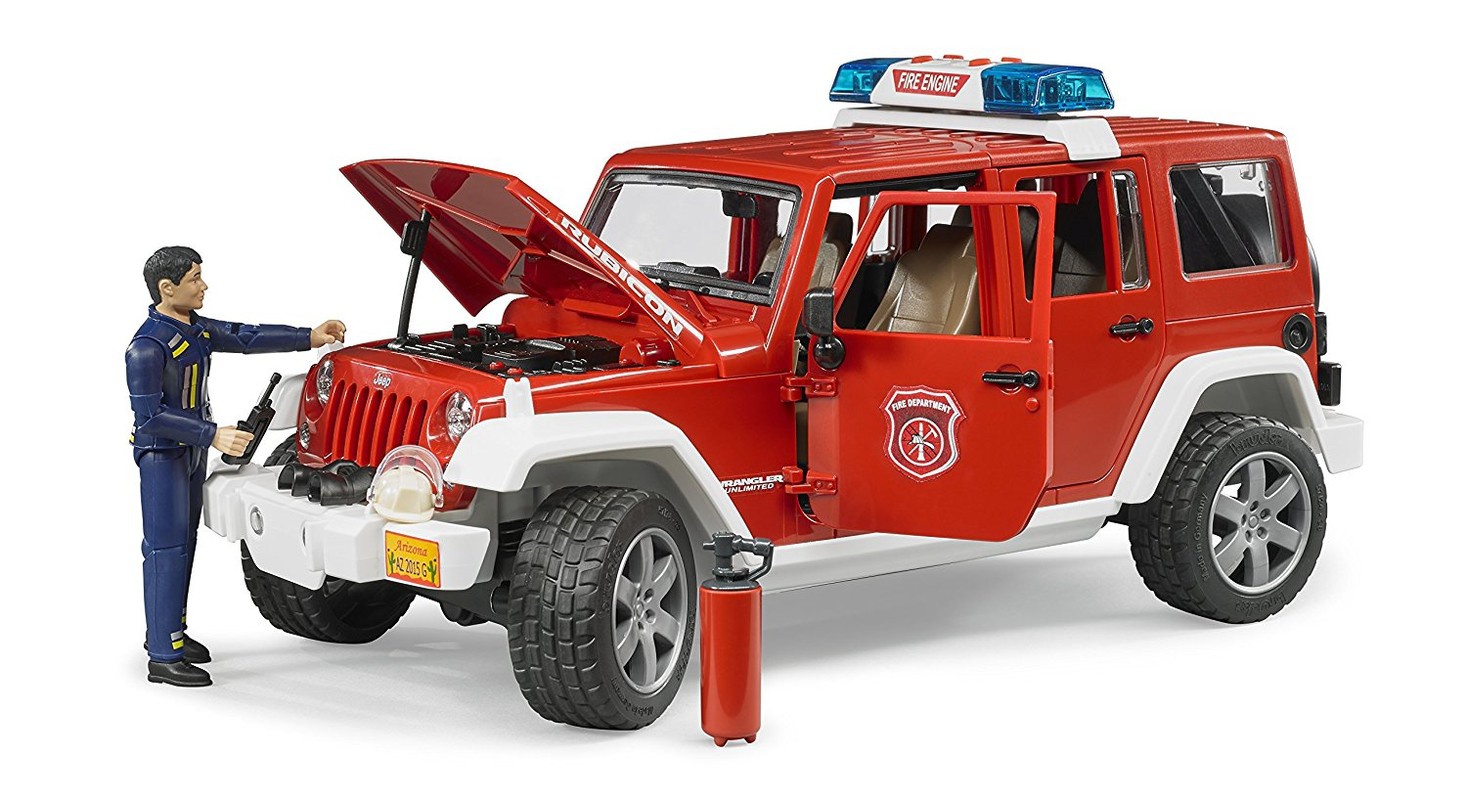 BRUDER JEEP WRANGLER UNLIMITED RUBICON DEI VIGILI DEL FUOCO CON POMPIERE 2528