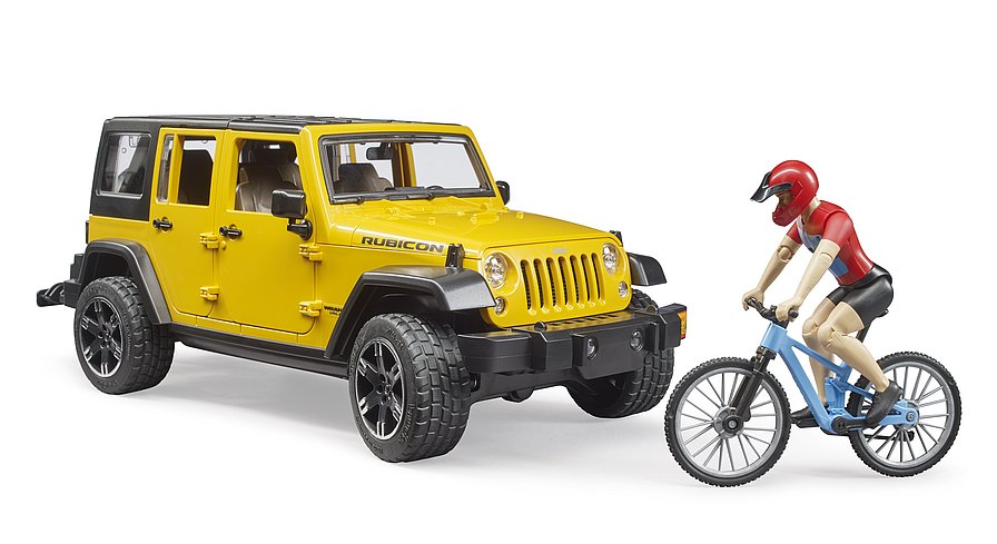 BRUDER JEEP WRANGLER RUBICON CON MOUNTAIBIKE E CICLISTA 2543