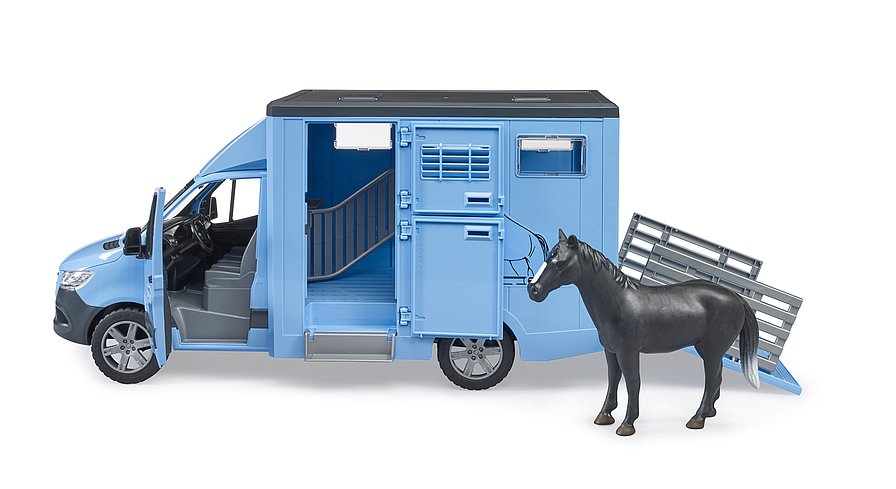 BRUDER MB SPRINTER TRASPORTO ANIMALI CON 1 CAVALLO 02674