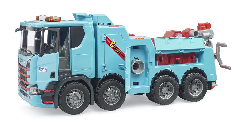 BRUDER SCANIA SUPER 560R CAMION DI RECUPERO E TRAINO CON MODULO L+S 03553