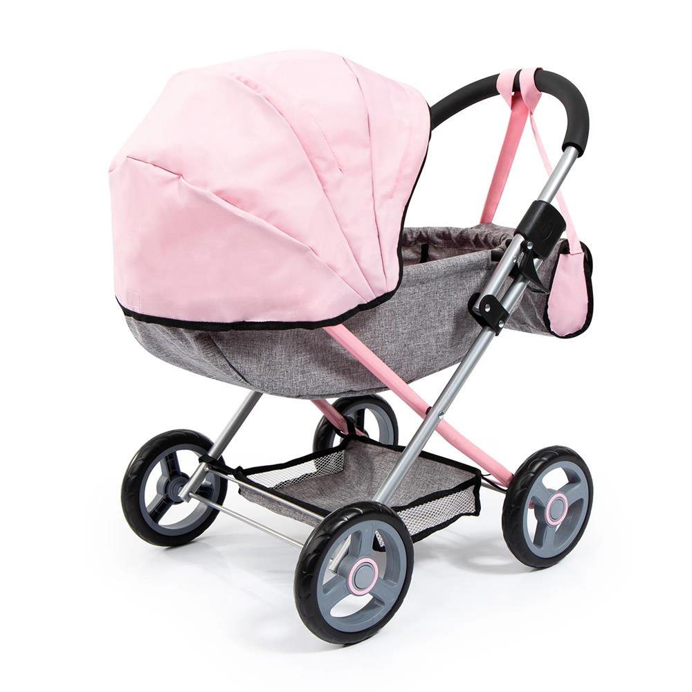 BAYER DESIGN PASSEGGINO PER BAMBOLE CON BORSA, CUSCINO E COPERTA, ROSA, GRIGIO 12733AA