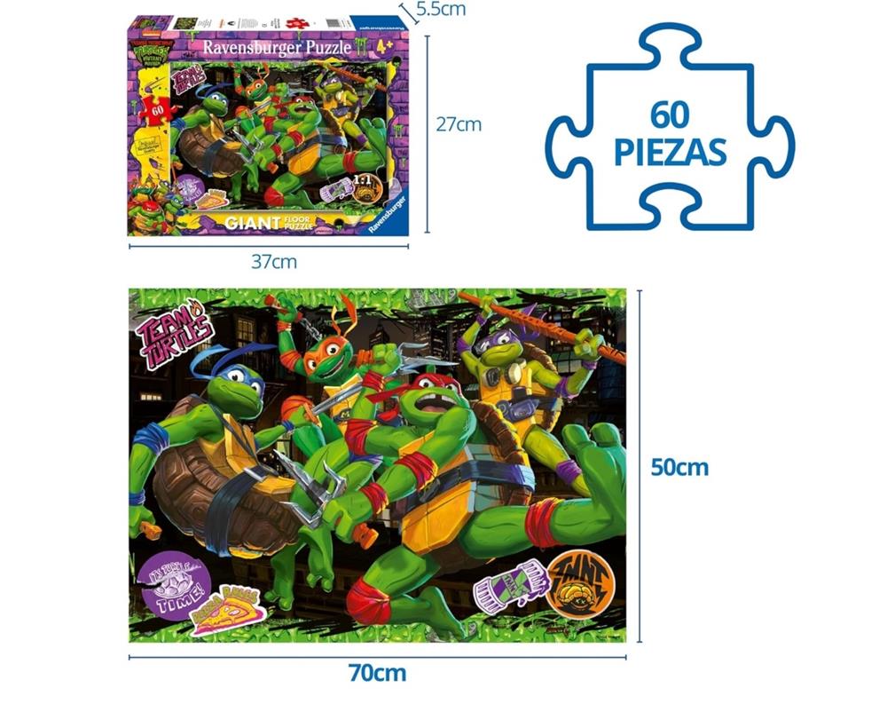 RAVENSBURGER PUZZLE NINJA TURTLES GIANT FLOOR 60 PZ 04010