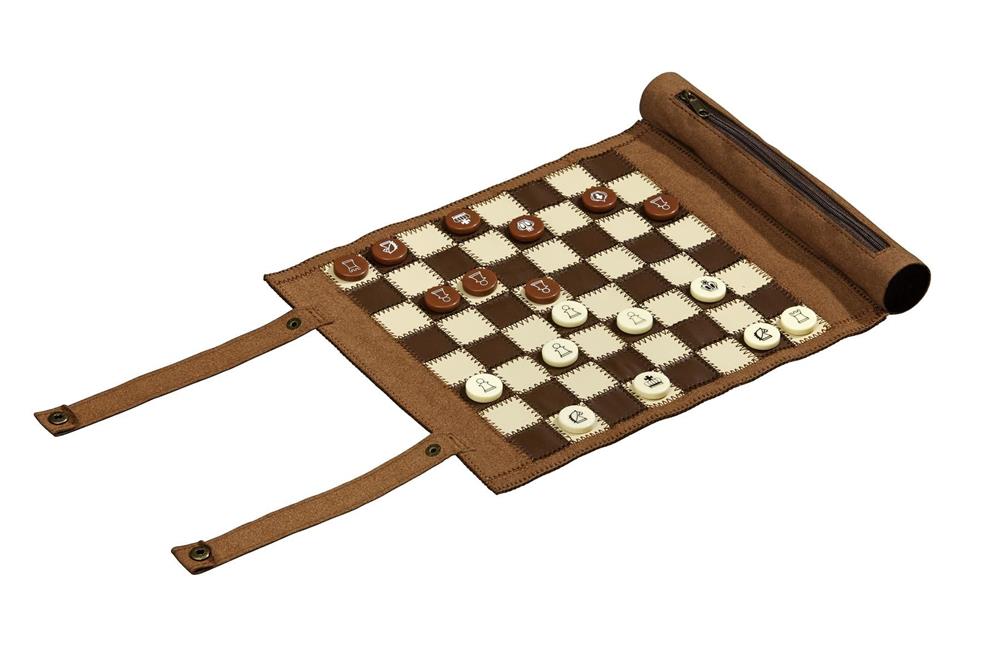 PHILOS SCACCHI BACKGAMMON GIOCO DI DAMA SET DA VIAGGIO IN SEMILPELLE 2801