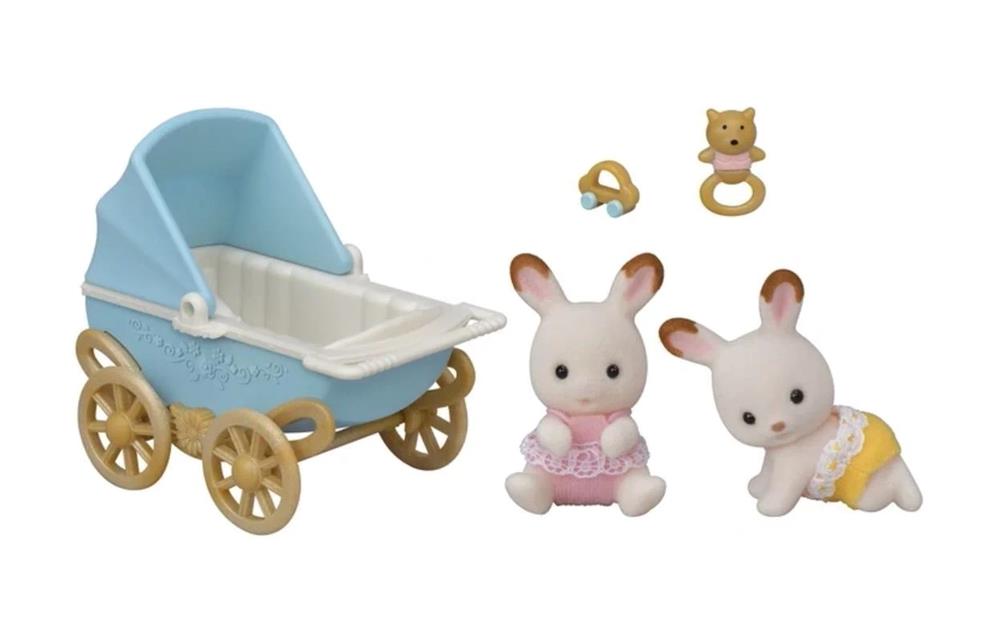 SYLVANIAN FAMILIES GEMELLI CONIGLIO CIOCCOLATO E CARROZZINA 5432