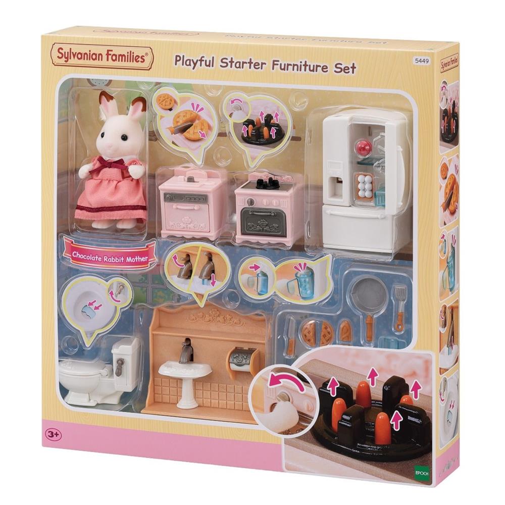 SYLVANIAN FAMILIES ARREDAMENTO COMPLETO CON MAMMA CONIGLIO CIOCCOLATO 5449