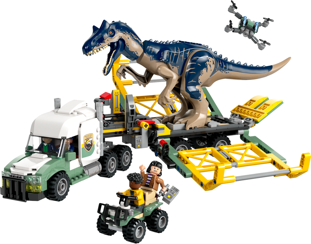 LEGO JURASSIC WORLD MISSIONE DINOSAURO CAMION DI TRASPORTO DELL’ALLOSAURO 76966