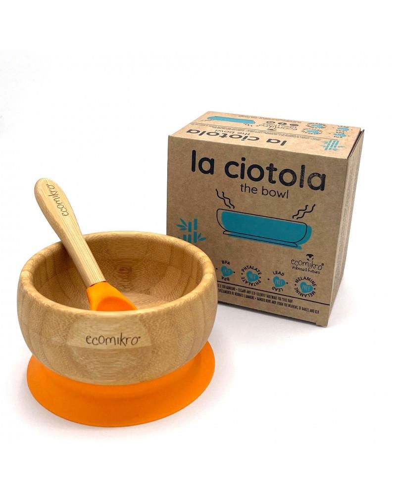 ECOMIKRO CIOTOLA CON CUCCHIAIO IN BAMBÙ ARANCIO