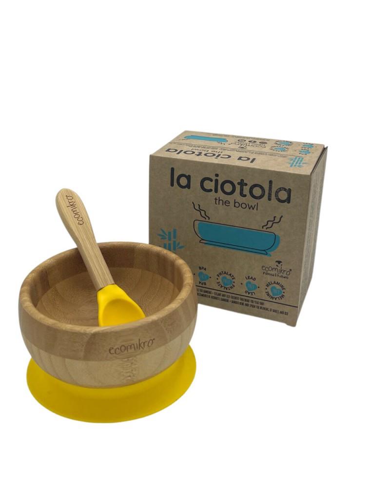ECOMIKRO CIOTOLA CON CUCCHIAIO IN BAMBÙ GIALLO