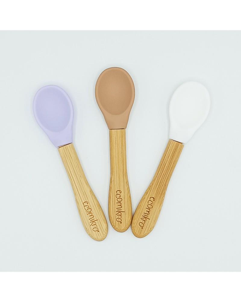 ECOMIKRO SET CUCCHIAI IN BAMBU' BIANCO-LILLA-NOCCIOLA