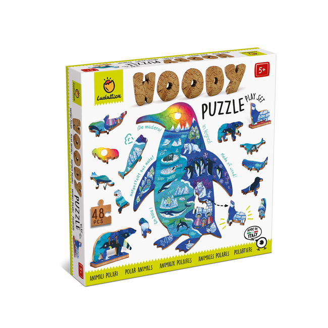 LUDATTICA ANIMALI POPOLARI WOODY PUZZLE IN LEGNO 48PZ 21696