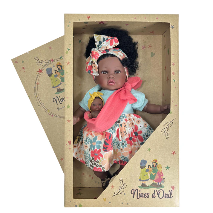 NINES D'ONIL BAMBOLA ADDIS CON BEBÈ - TURCHESE 45 CM 6400