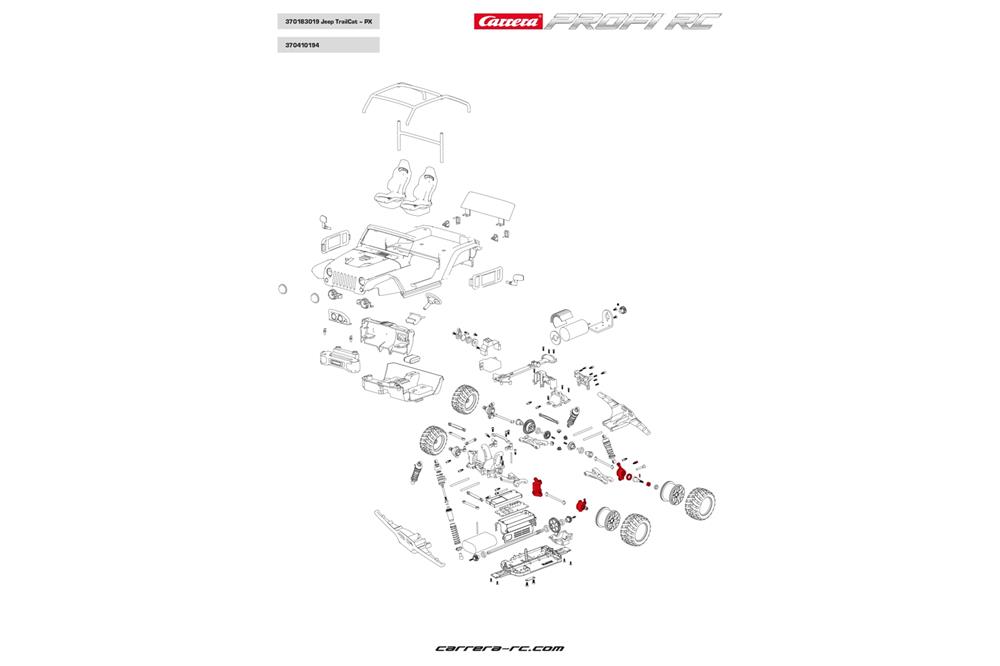 CARRERA PROFI RC WHEEL MOUNTS / C-SUPPORT / STEERING LEVER FOR RED FIBRE (183002) (183001) 370410194
